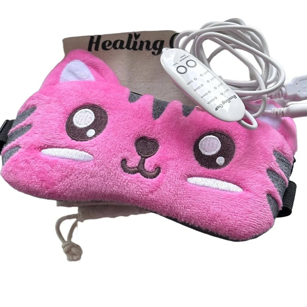 Cozy Pink Cat Heated Eye Mask for Relaxation & Sleep